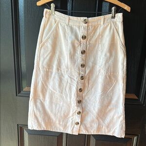 American Eagle Light Blush Button-Front Skirt